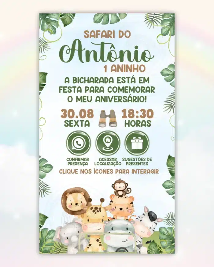 Convite Interativo Safari Menino