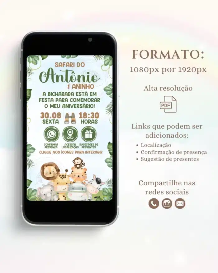 Convite Interativo Safari Menino