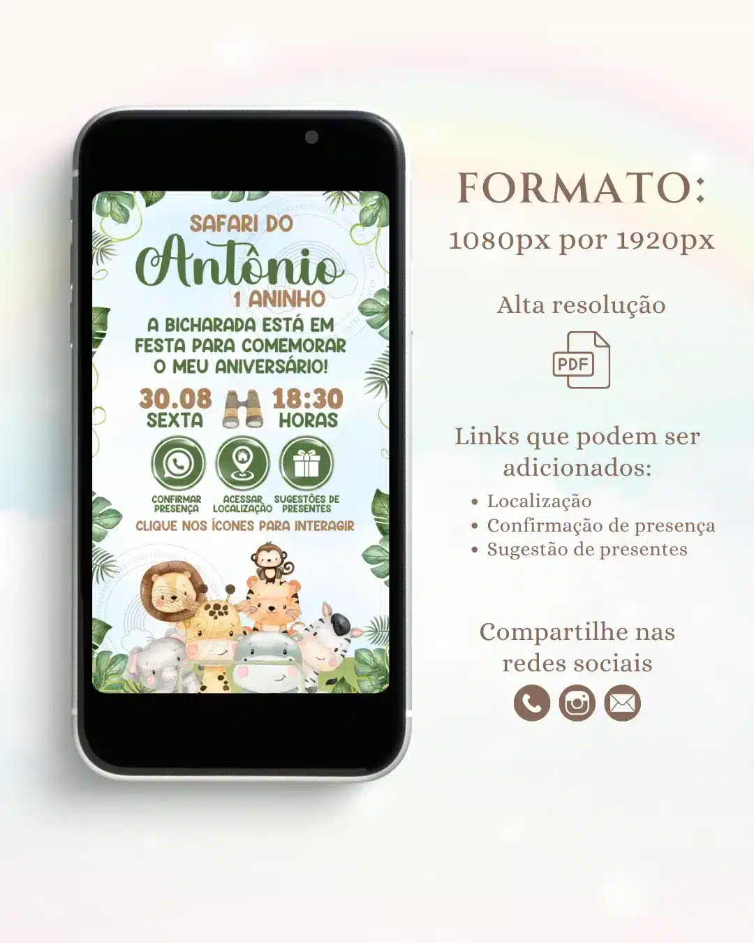 Convite Interativo Safari Menino