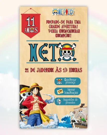 Convite One Piece Interativo