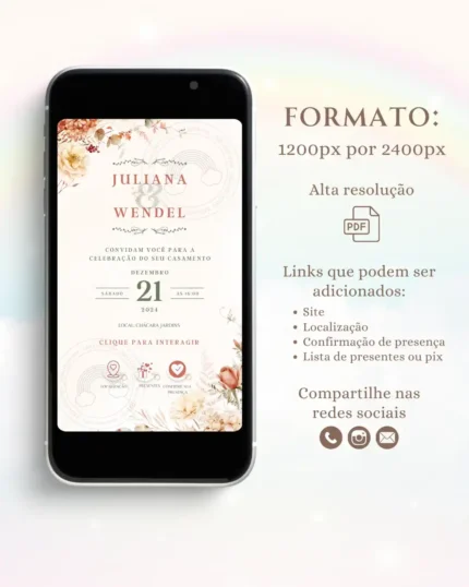 Convite Virtual de Casamento Terracota