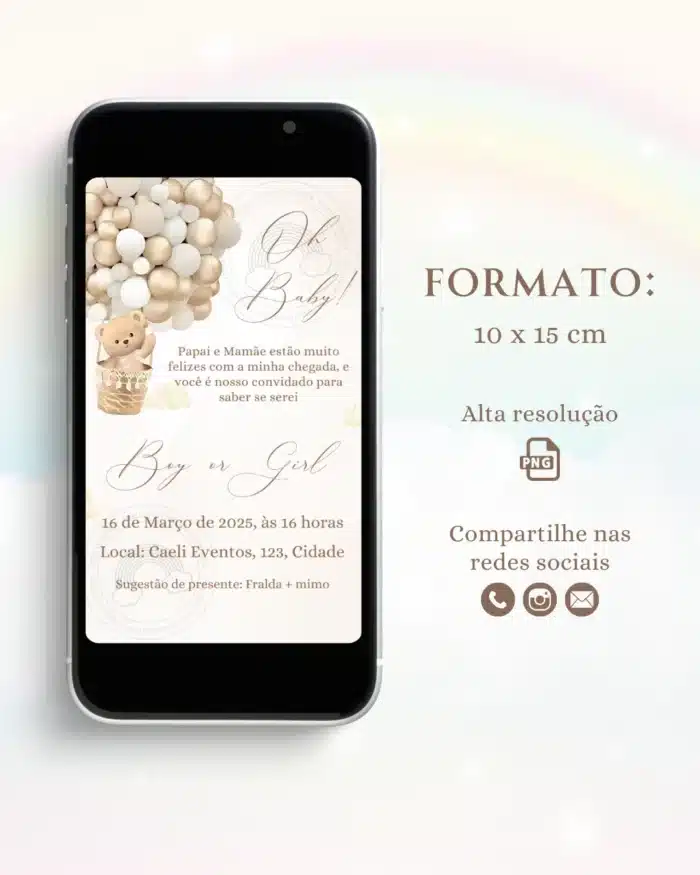 Convite Chá Revelação Neutro 5