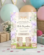 Convite Chá Revelação Verde e Lilás 5