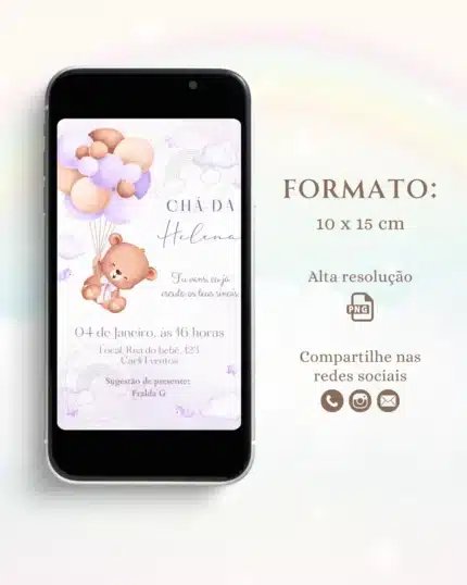 Convite Digital Chá de Bebê Lilás 2