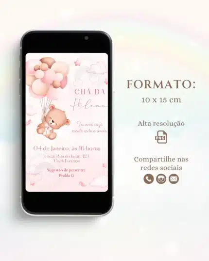 Convite Digital Chá de Bebê Rosa 10