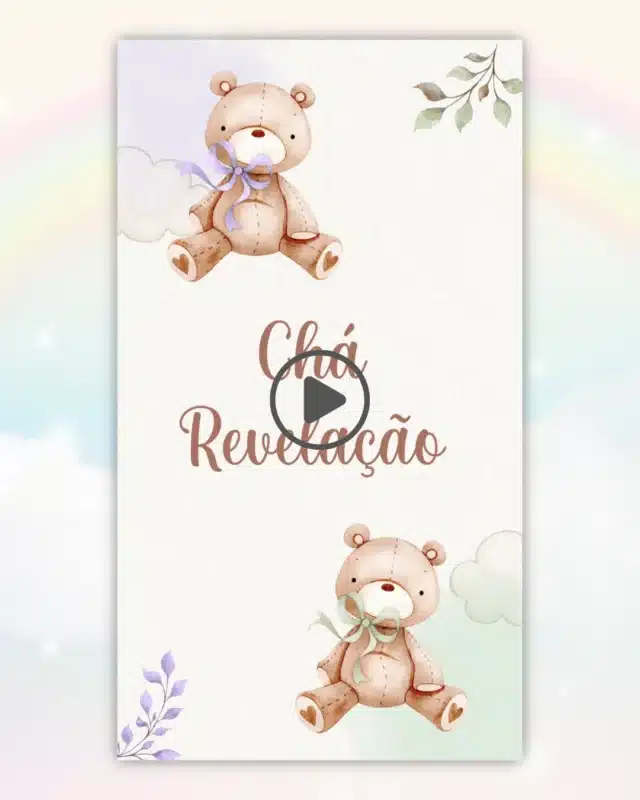Convite Animado Chá Revelação Lilás e Verde 1