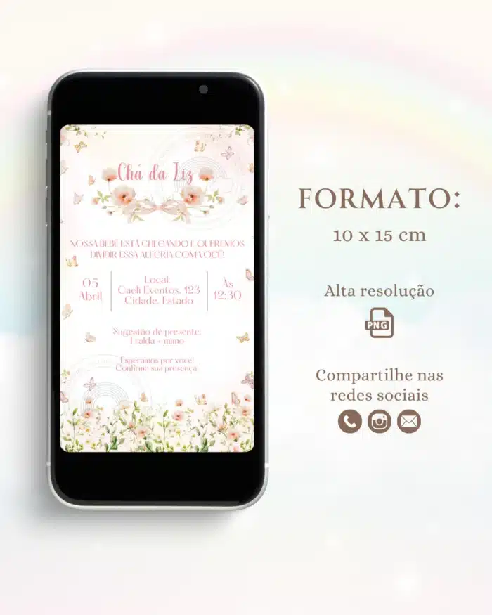 Convite Chá de Bebê Jardim das Borboletas 3
