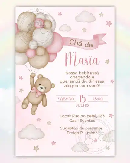 Convite Digital Chá de Bebê Rosa 11 1