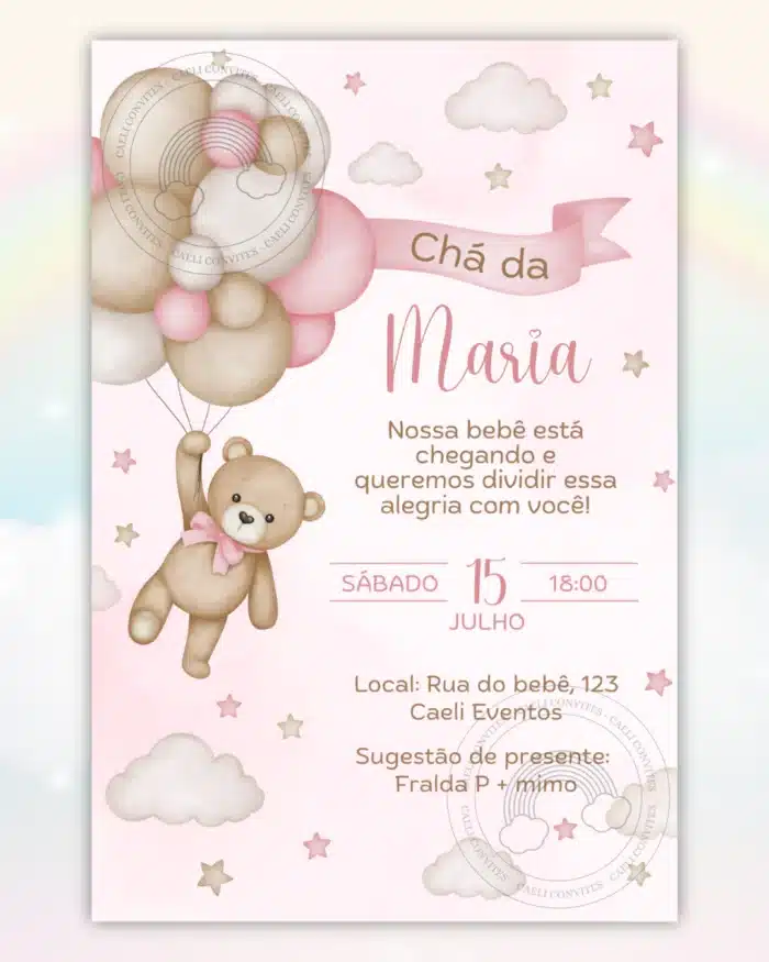 Convite Digital Chá de Bebê Rosa 11 1
