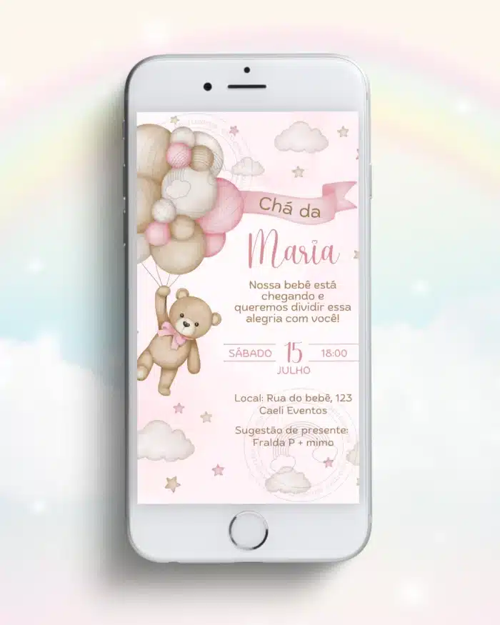 Convite Digital Chá de Bebê Rosa 11 1