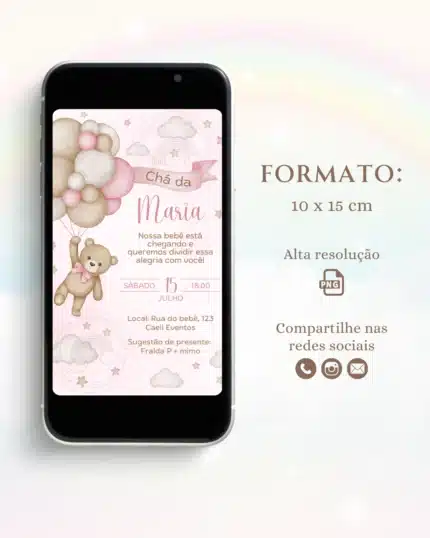 Convite Digital Chá de Bebê Rosa 11 3