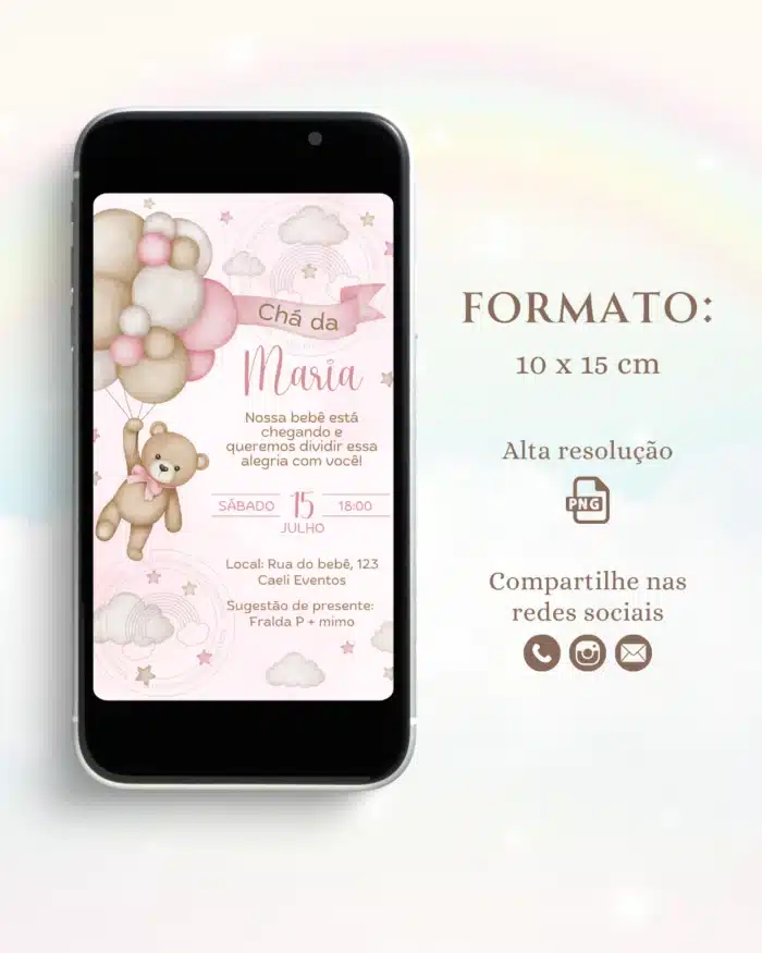 Convite Digital Chá de Bebê Rosa 11 3