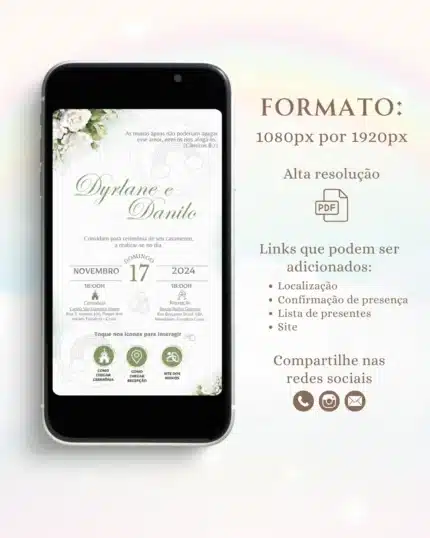 Convite Interativo de Casamento Verde 10
