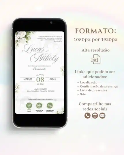 Convite Interativo de Casamento Verde 10