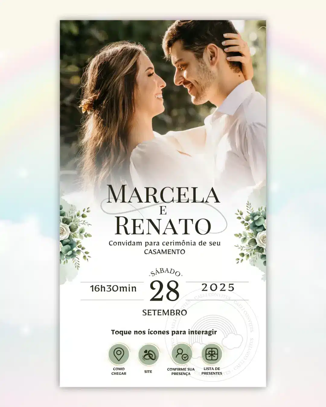Convite Interativo de Casamento Verde 12
