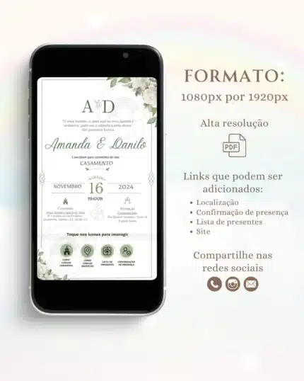 Convite Interativo de Casamento Verde 13