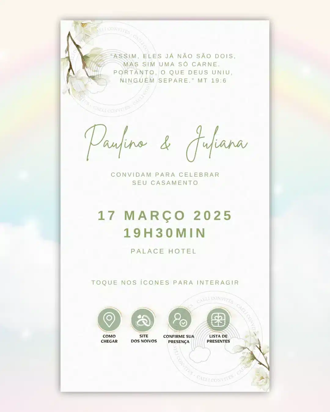 Convite Interativo de Casamento Verde 15