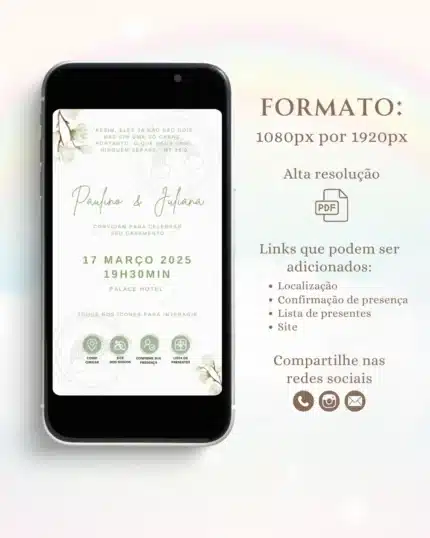 Convite Interativo de Casamento Verde 15