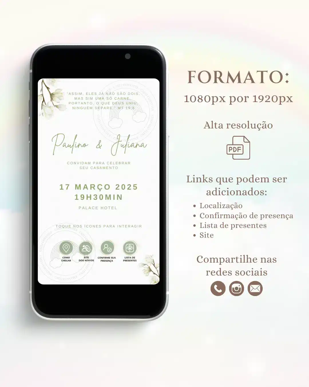 Convite Interativo de Casamento Verde 15