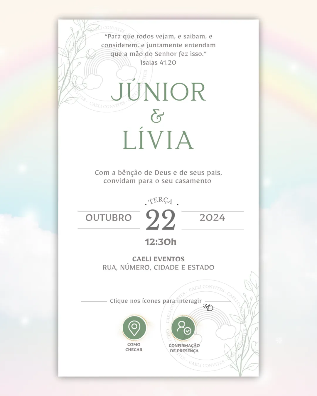 Convite Interativo de Casamento Verde 16