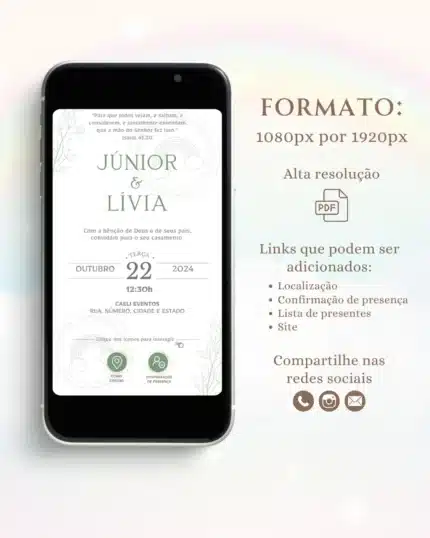 Convite Interativo de Casamento Verde 16
