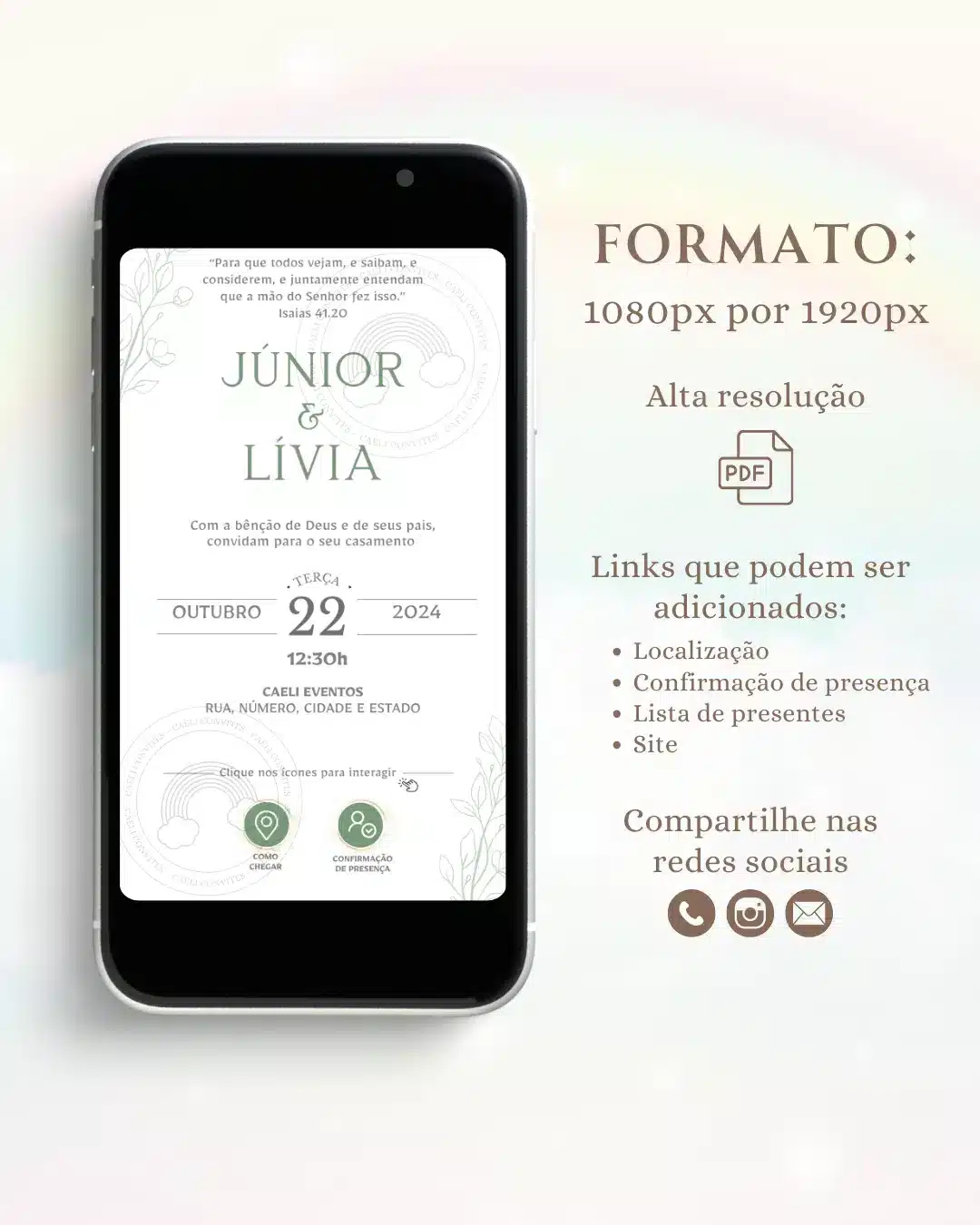 Convite Interativo de Casamento Verde 16