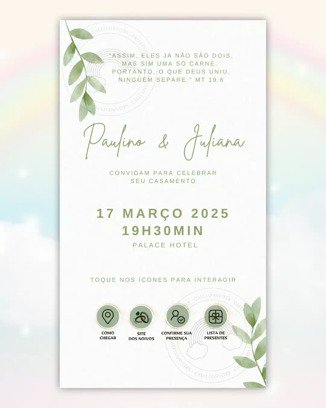 Convite Interativo de Casamento Verde 17