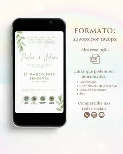 Convite Interativo de Casamento Verde 17
