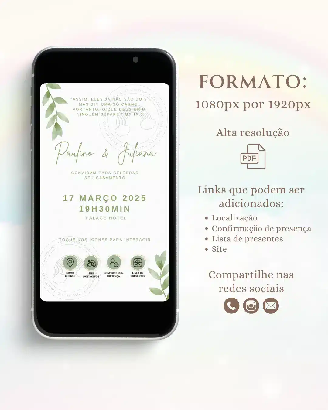 Convite Interativo de Casamento Verde 17