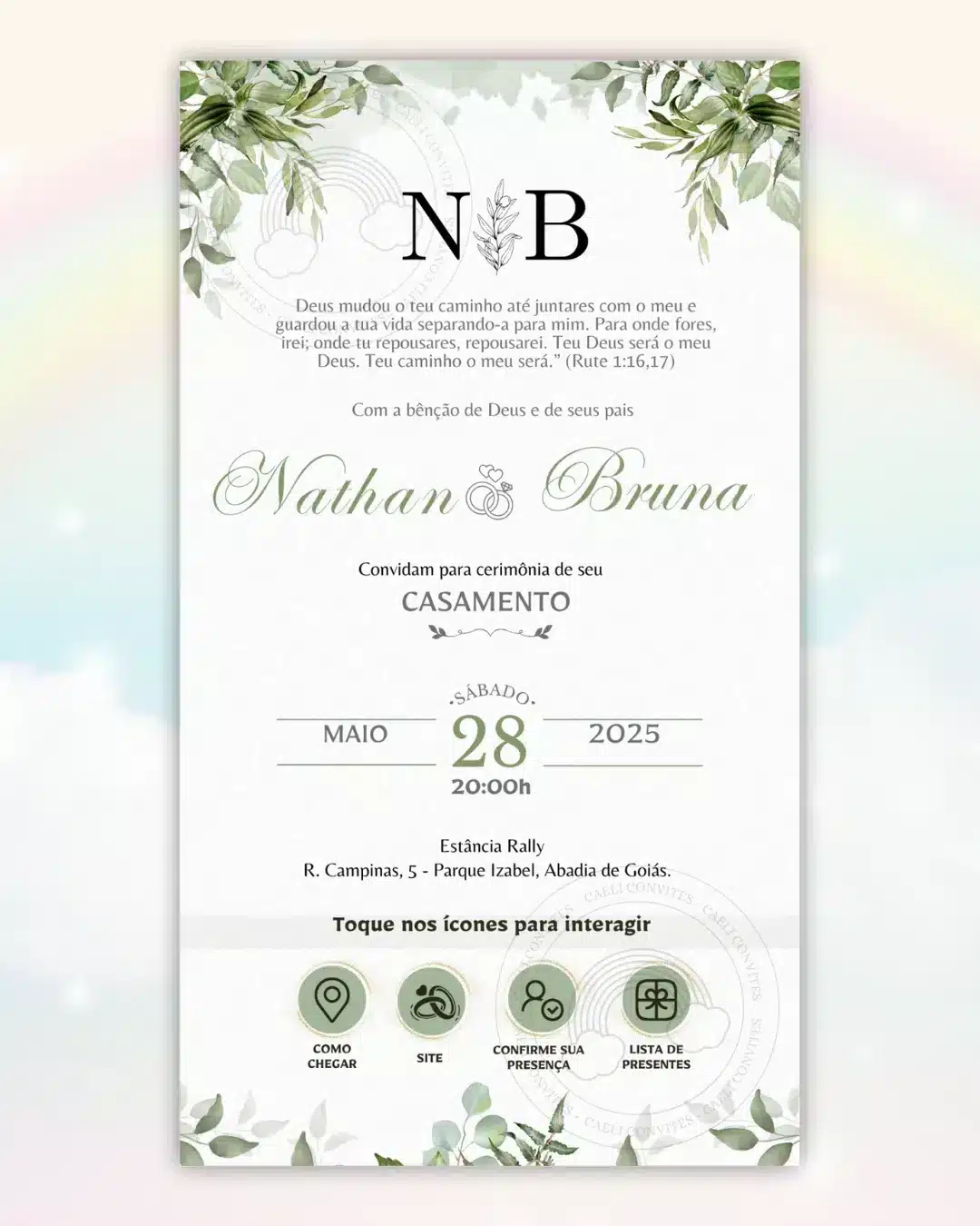 Convite Interativo de Casamento Verde 6