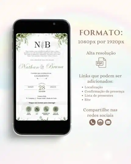 Convite Interativo de Casamento Verde 6