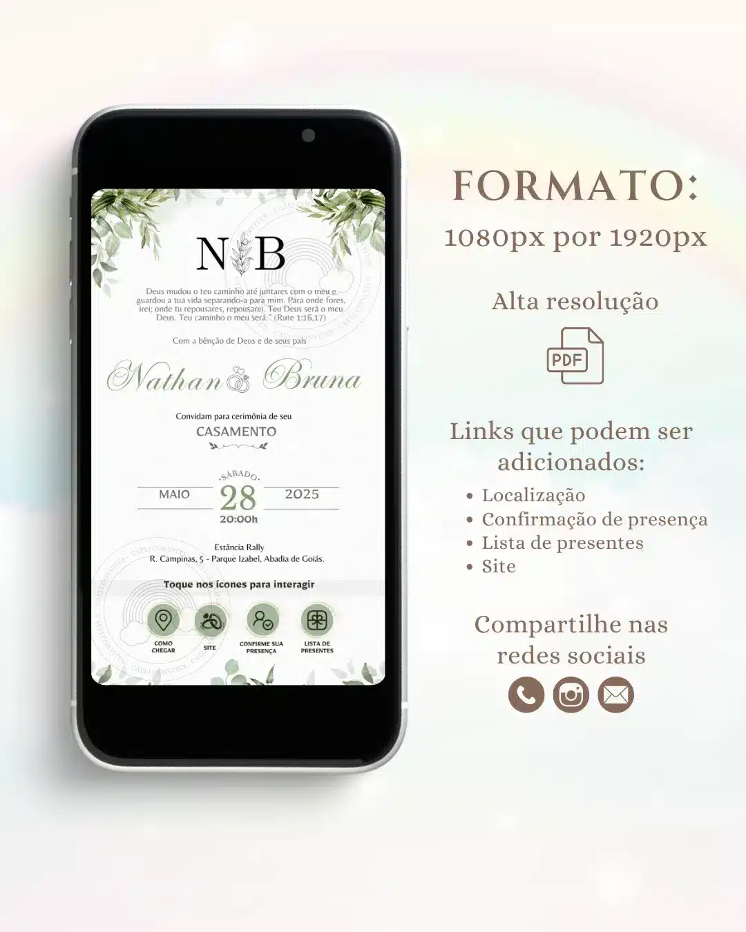 Convite Interativo de Casamento Verde 6