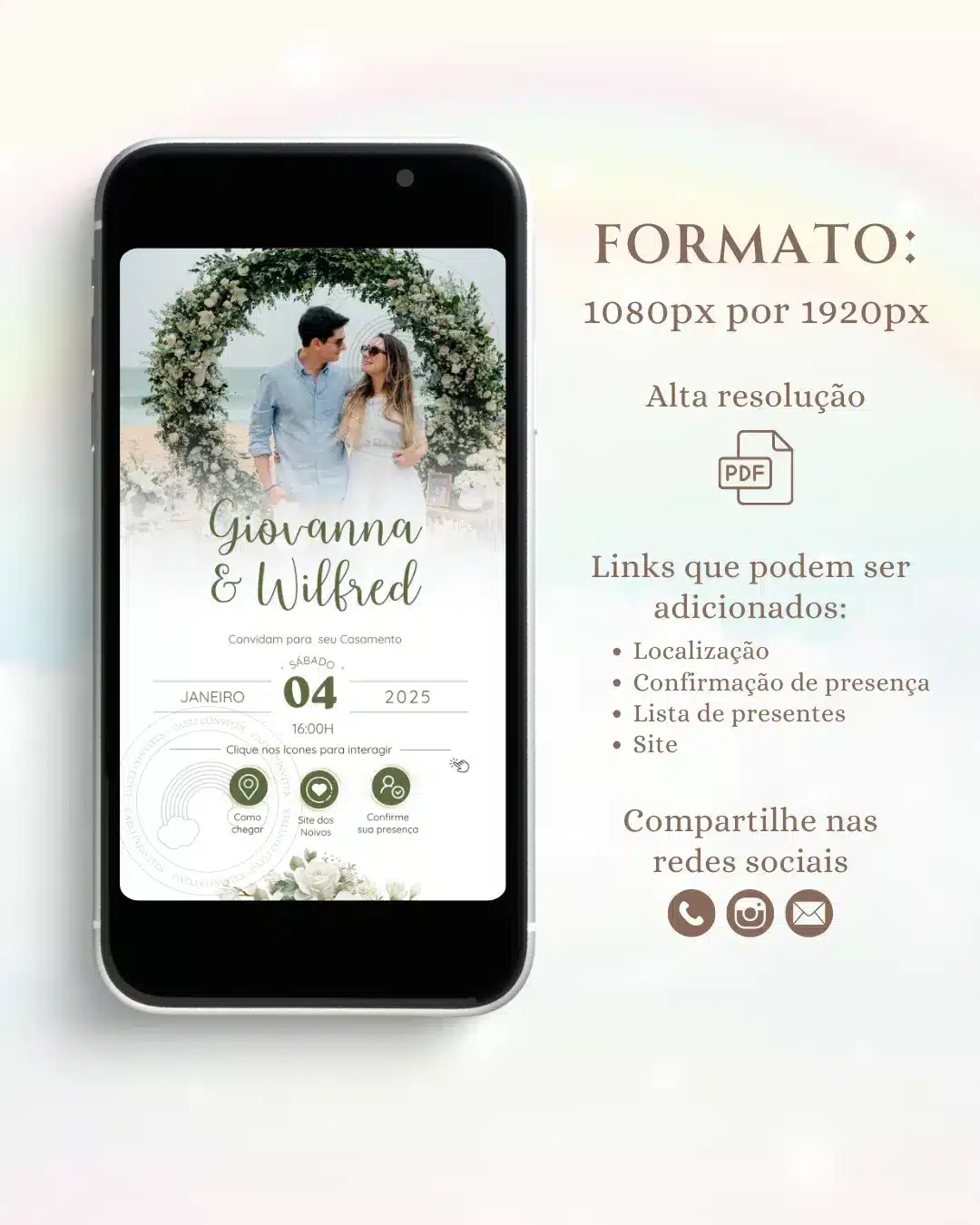 Convite Interativo de Casamento Verde 8