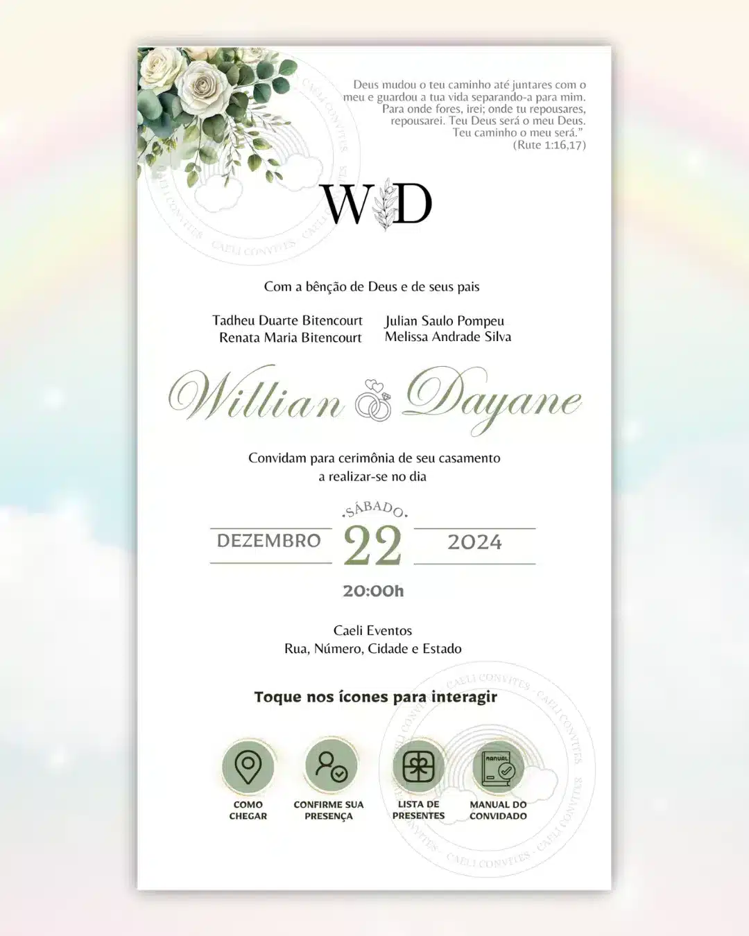 Convite Interativo de Casamento Verde 9