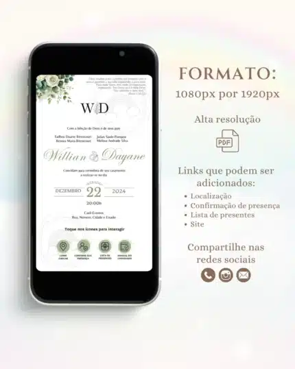 Convite Interativo de Casamento Verde 9