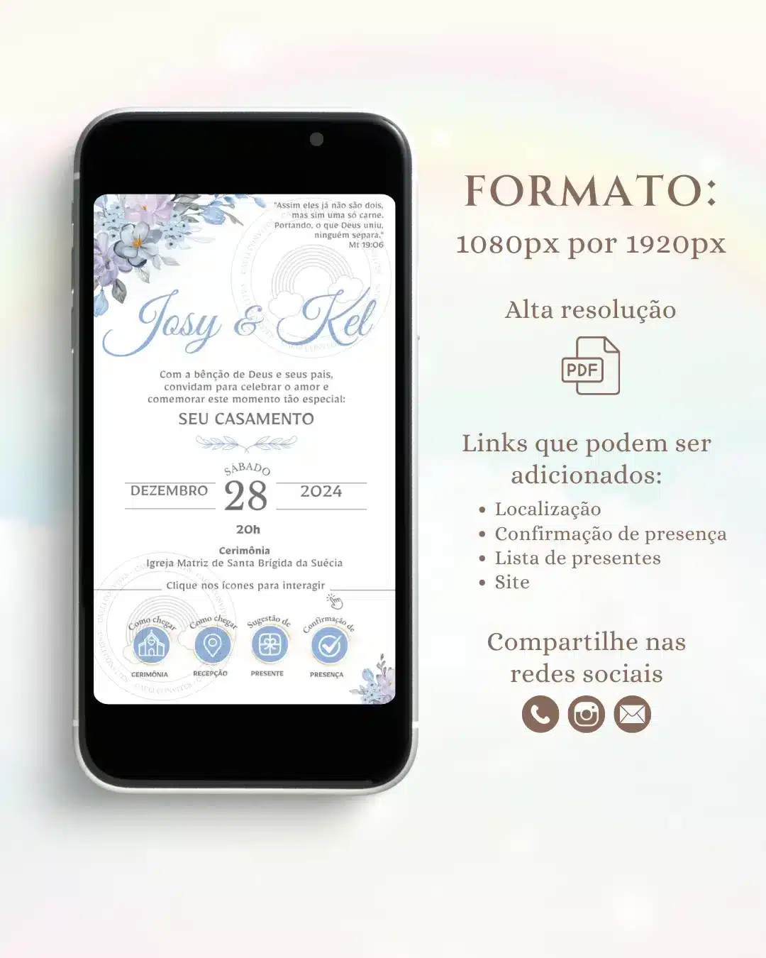 Convite de Casamento Interativo Azul 15
