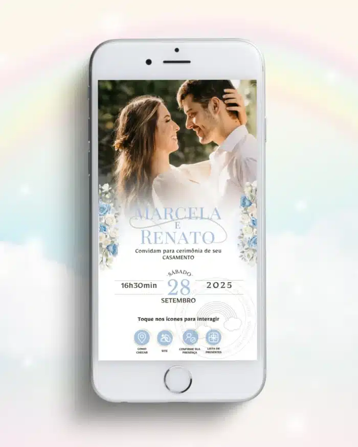 Convite de Casamento Interativo Azul 3