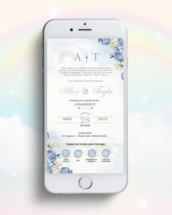 Convite de Casamento Interativo Azul 4