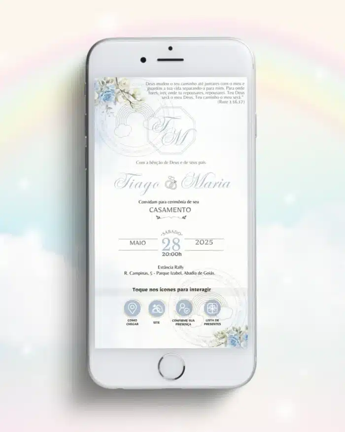 Convite de Casamento Interativo Azul 6