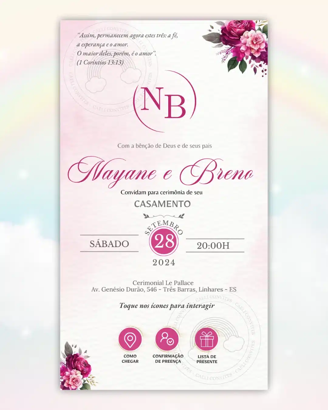 Convite de Casamento Interativo Fúcsia 10