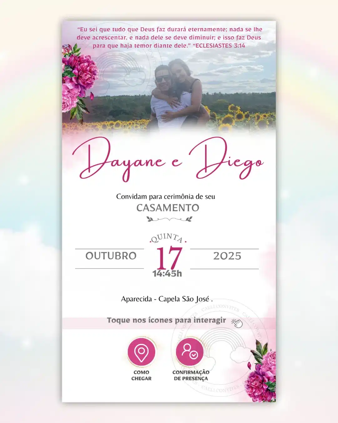 Convite de Casamento Interativo Fúcsia 2 1