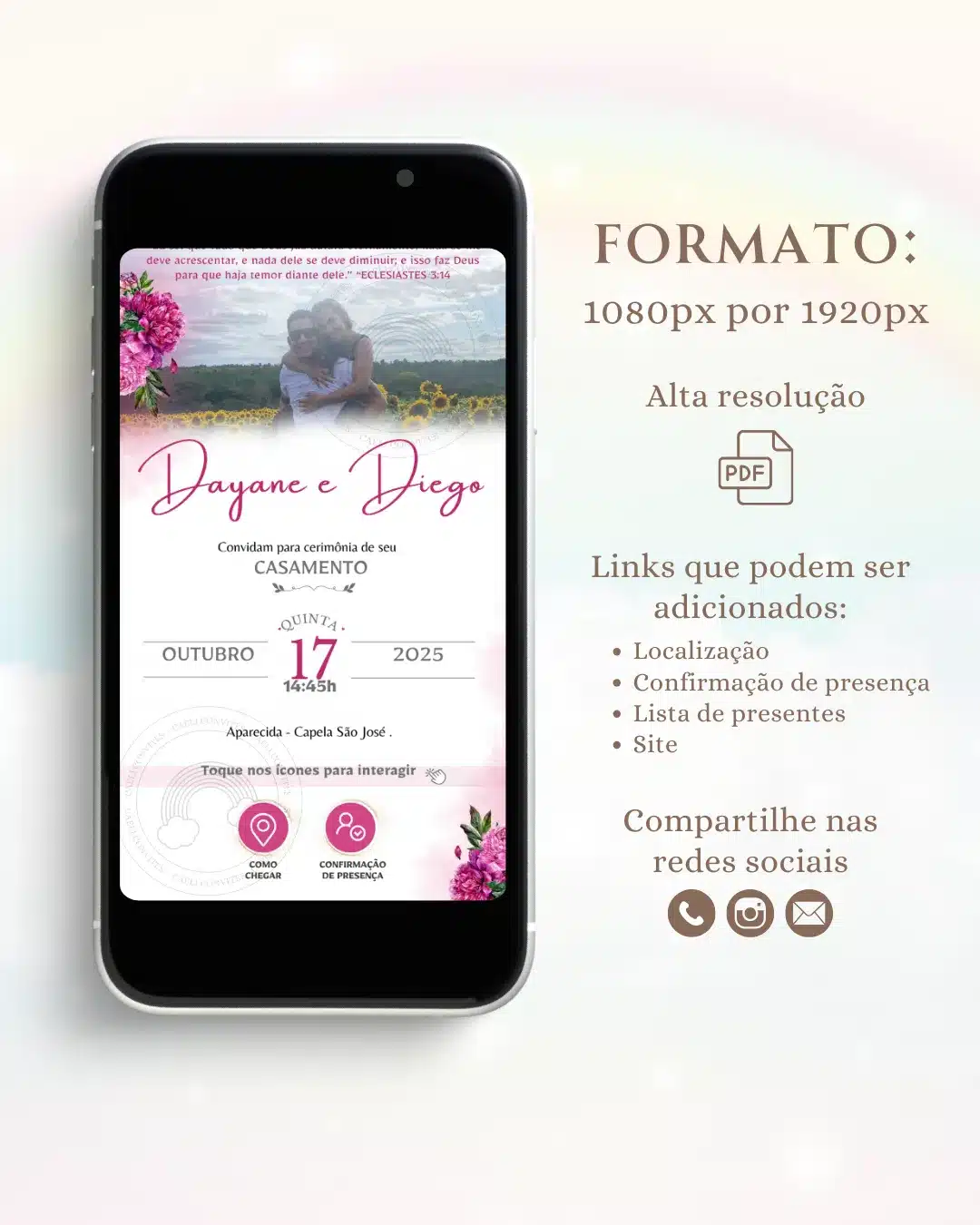 Convite de Casamento Interativo Fúcsia 2 1