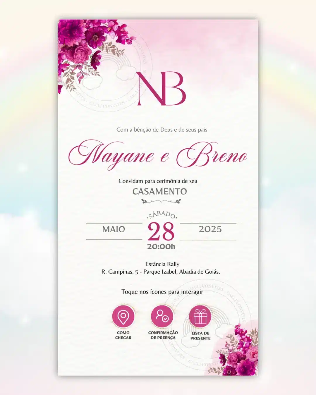 Convite de Casamento Interativo Fúcsia 3