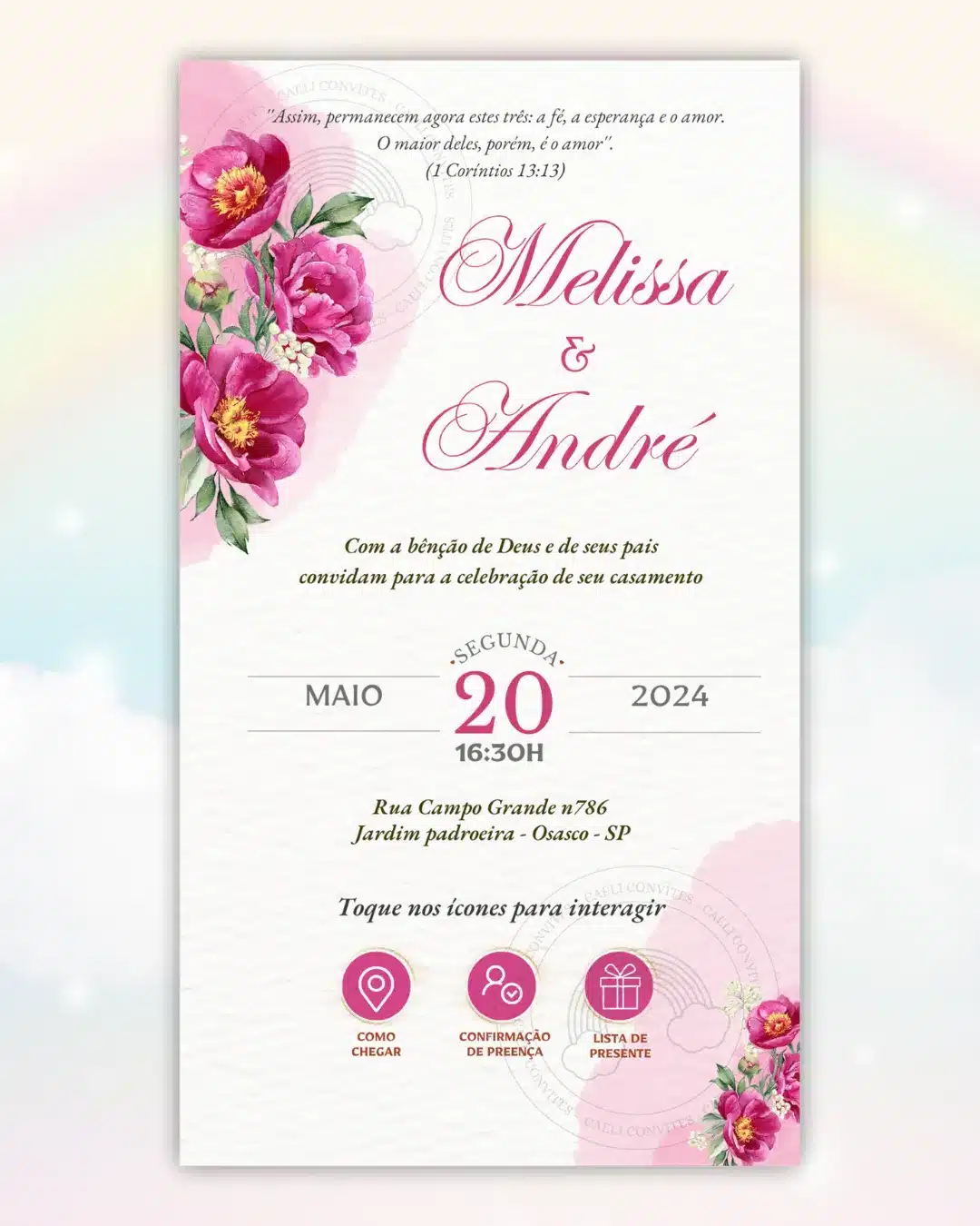 Convite de Casamento Interativo Fúcsia 4