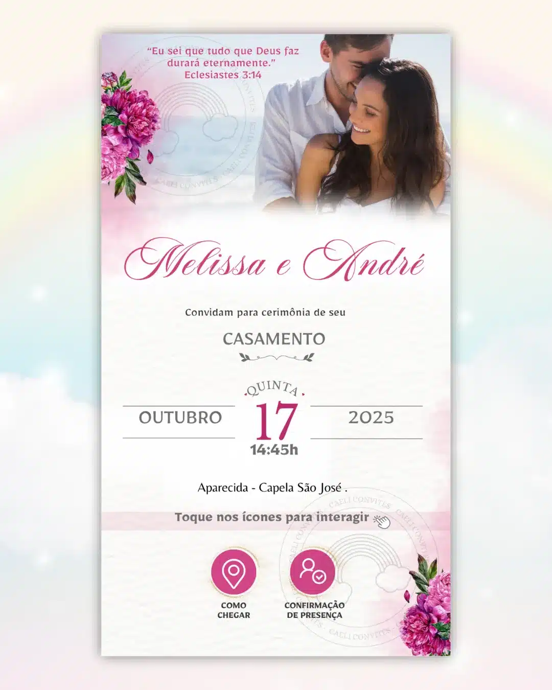 Convite de Casamento Interativo Fúcsia 5