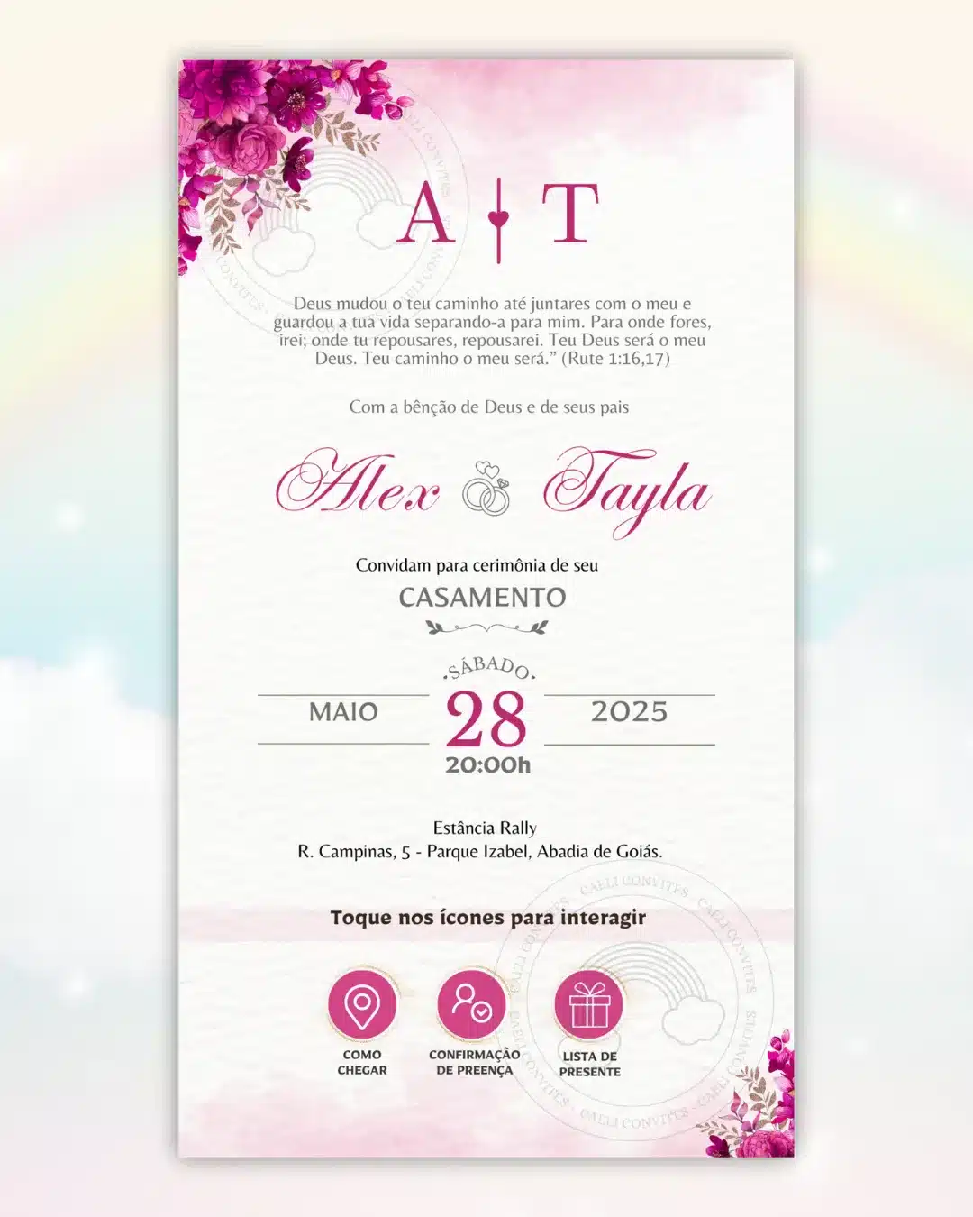 Convite de Casamento Interativo Fúcsia 8