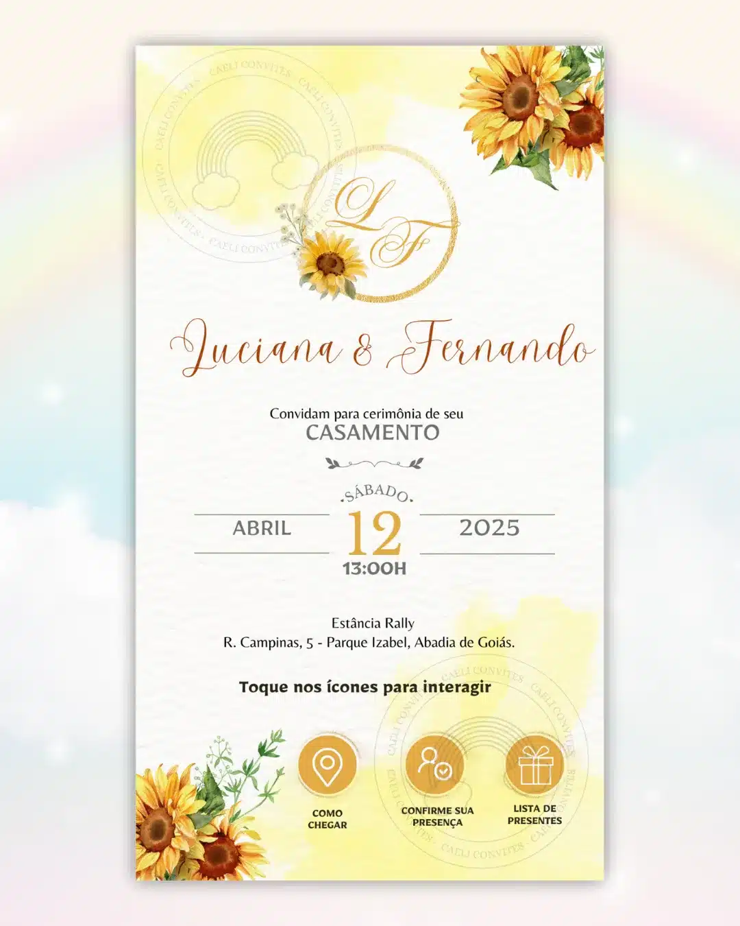 Convite de Casamento Interativo Girassol 1