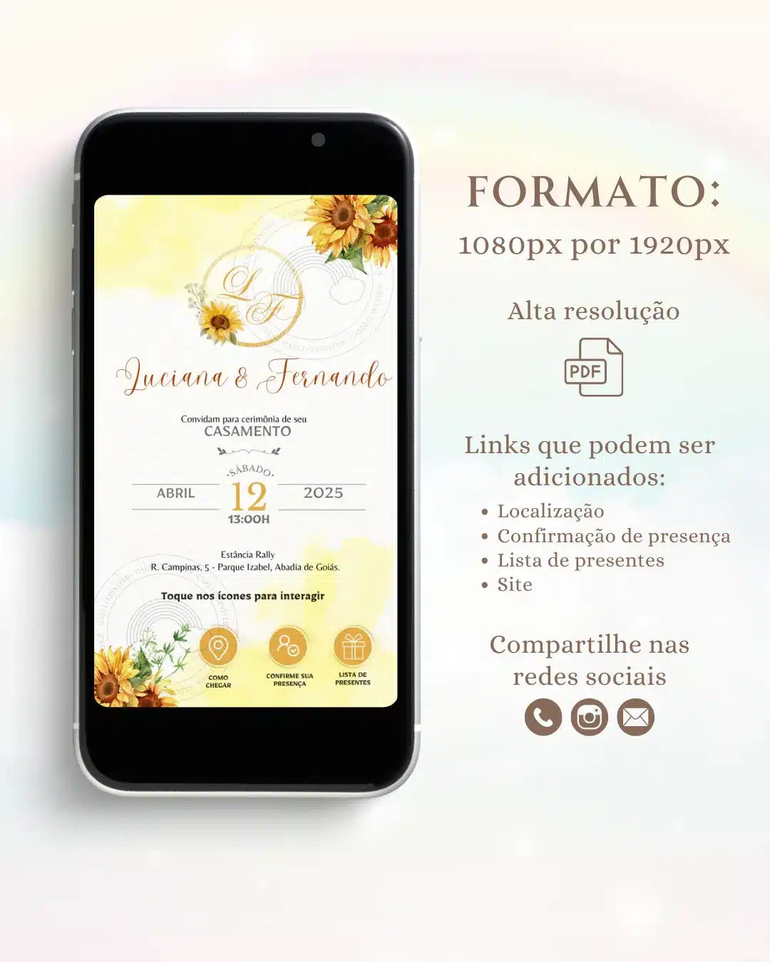 Convite de Casamento Interativo Girassol 1