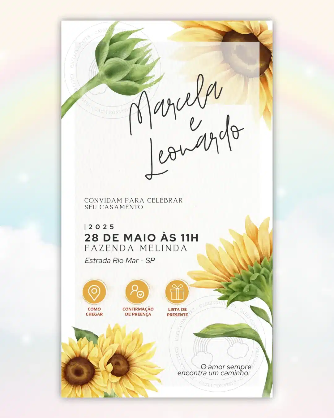 Convite de Casamento Interativo Girassol 2