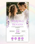 Convite de Casamento Interativo Lilás 3